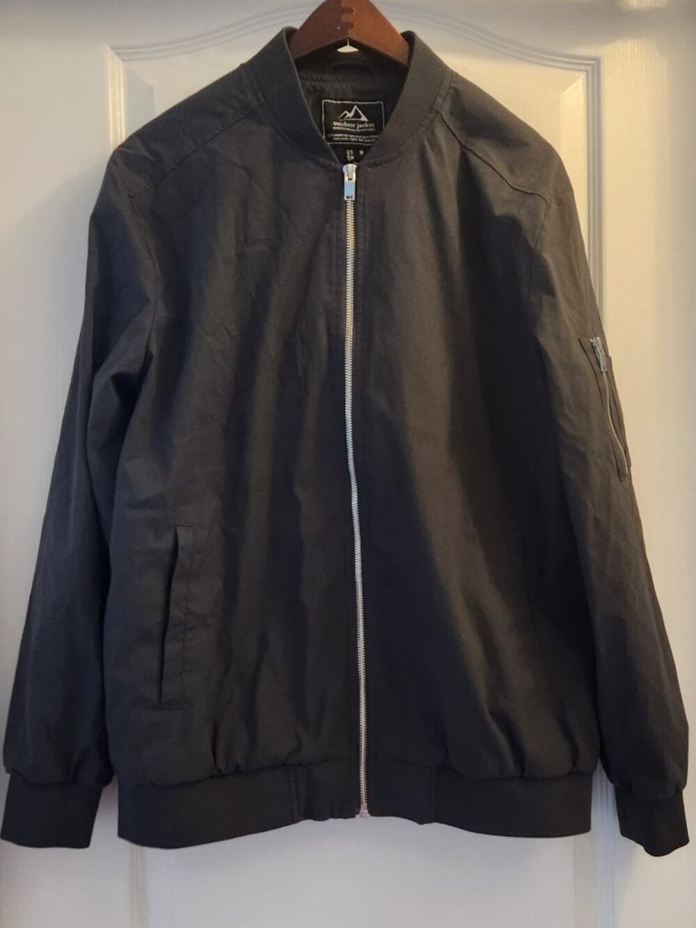 Outdoor Men's Jacket Windproof 100% Polyester Full Zip Softshell Black - Medium